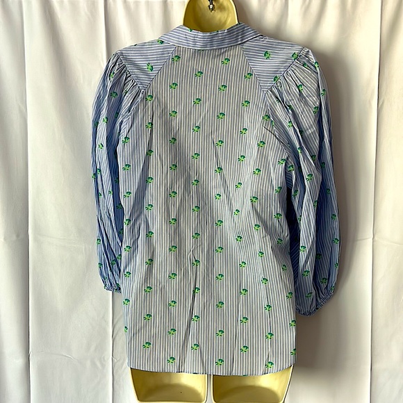 Zara Cute Button Down Puffy Sleeve Striped Lavender Shirt Top **Size M** 🥰 - Picture 2 of 4